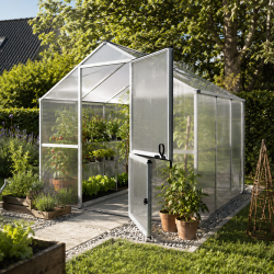 Szklarnia ogrodowa 5,15m² z szarego aluminium i paneli poliwęglanowych o grubości 6mm Callas III - KGT