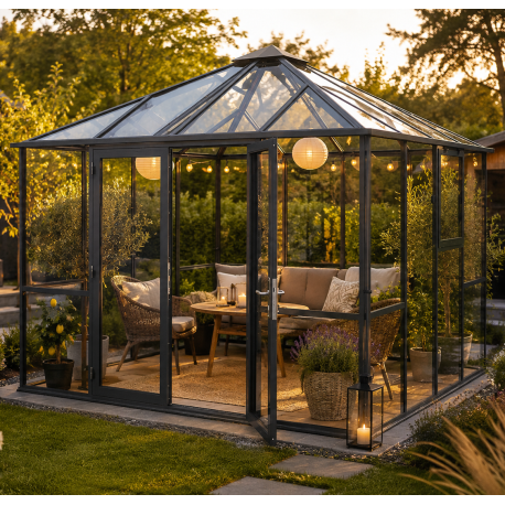 Szklarnia ogrodowa 9m² z aluminium i szkła hartowanego 4mm PaviLux - KGT
