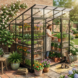 Szklarnia ogrodowa 2,5x2,5m Belvedere z aluminium, poliwęglanu i szkła hartowanego 4mm - Green Protect