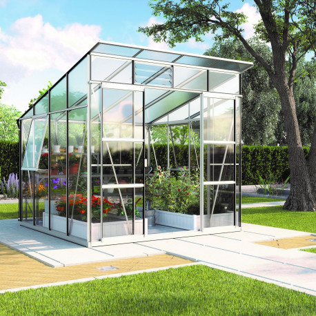 Szklarnia Freya 7,6 m² z aluminium, szkła hartowanego 3 mm i poliwęglanu 6 mm - Vitavia