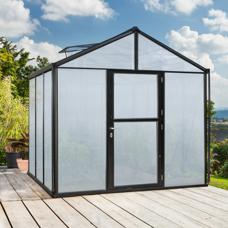 Szklarnia Zeus 6,2 m² z aluminium i paneli poliwęglanowych 10 mm w kolorze czarnym - Vitavia