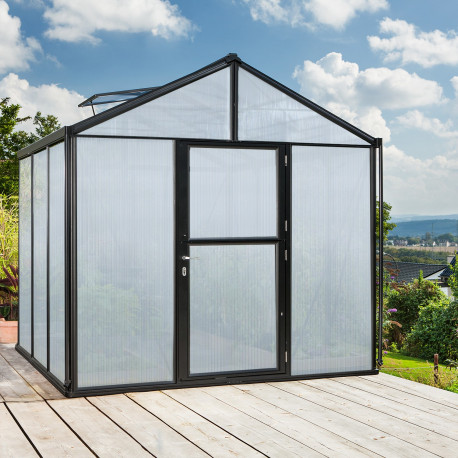 Szklarnia Zeus 6,2 m² z aluminium i paneli poliwęglanowych 16 mm w kolorze czarnym - Vitavia