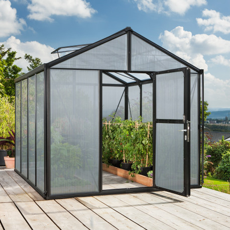 Szklarnia Zeus 8,1 m² z aluminium i paneli poliwęglanowych 10 mm w kolorze czarnym - Vitavia