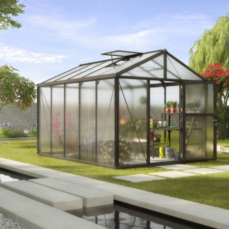 Szklarnia Zeus 10,0 m² z aluminium i paneli poliwęglanowych 10 mm w kolorze czarnym - Vitavia
