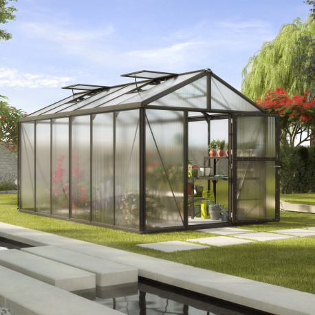 Szklarnia Zeus 11,9 m² z aluminium i paneli poliwęglanowych 10 mm w kolorze czarnym - Vitavia