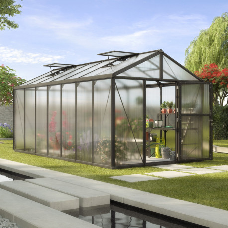 Szklarnia Zeus 13,8 m² z aluminium i paneli poliwęglanowych 10 mm w kolorze czarnym - Vitavia