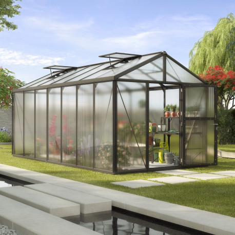 Szklarnia Zeus 13,8 m² z aluminium i paneli poliwęglanowych 16 mm w kolorze czarnym - Vitavia