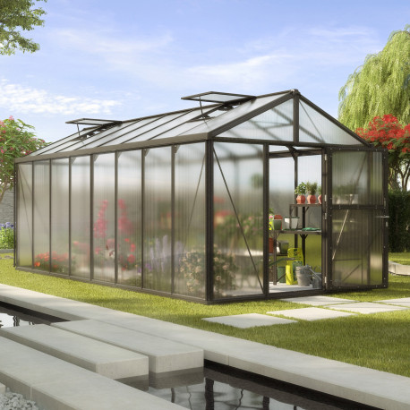 Szklarnia Zeus 15,7m² z aluminium i paneli poliwęglanowych 16mm w kolorze czarnym - Vitavia