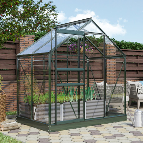 Szklarnia Venus 2,5 m² z aluminium i szkła hartowanego 3 mm w kolorze szmaragdowym - Vitavia