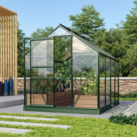 Szklarnia Venus 5 m² z aluminium i szkła hartowanego 3 mm w kolorze szmaragdowym - Vitavia