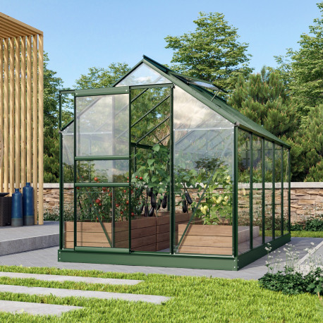 Szklarnia Venus 6,2 m² z aluminium i szkła hartowanego 3 mm w kolorze szmaragdowym - Vitavia