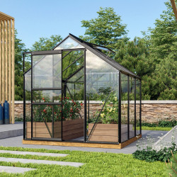 Szklarnia Venus 3,8m² z aluminium i szkła hartowanego 3mm w kolorze czarnym - Vitavia