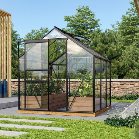 Szklarnia Venus 3,8m² z aluminium i szkła hartowanego 3mm w kolorze czarnym - Vitavia