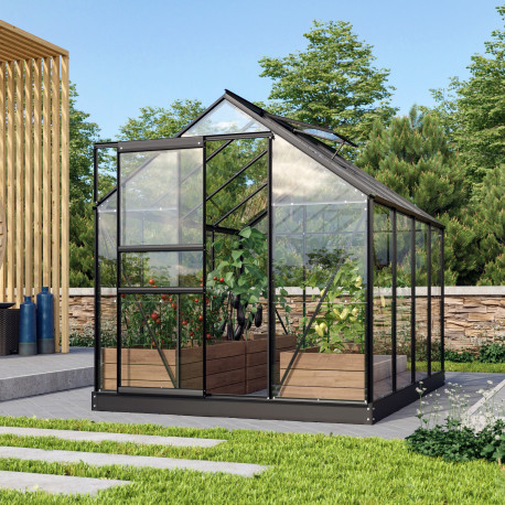 Szklarnia Venus 5m² z aluminium i szkła hartowanego 3 mm w kolorze czarnym - Vitavia