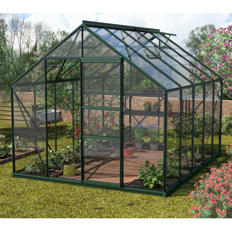 Szklarnia Merkur 8,3 m² z aluminium i szkła hartowanego 3 mm w kolorze szmaragdowym - Vitavia