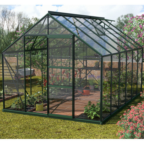 Szklarnia Merkur 9,9 m² z aluminium i szkła hartowanego 3 mm w kolorze szmaragdowym - Vitavia