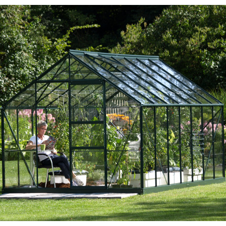 Szklarnia Merkur 11,5 m² z aluminium i szkła hartowanego 3 mm w kolorze szmaragdowym - Vitavia