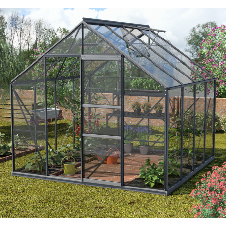 Szklarnia Merkur 6,7 m² z aluminium i szkła hartowanego 3 mm w kolorze czarnym - Vitavia