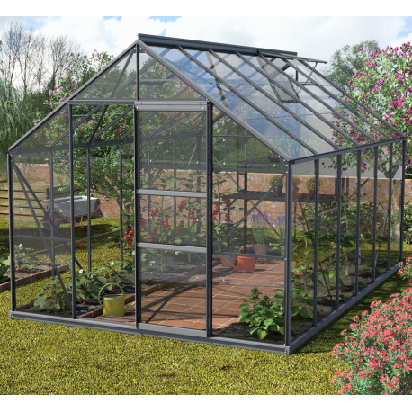 Szklarnia Merkur 9,9 m² z aluminium i szkła hartowanego 3 mm w kolorze czarnym - Vitavia