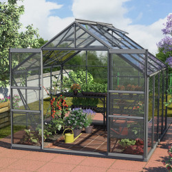 Szklarnia Mars 6,7 m² z aluminium i szkła hartowanego 3 mm w kolorze czarnym - Vitavia