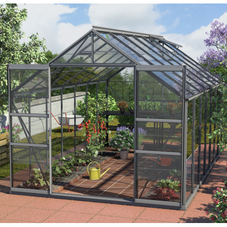 Szklarnia Mars 11,5 m² z aluminium i szkła hartowanego 3 mm w kolorze czarnym - Vitavia