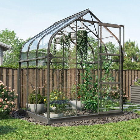 Szklarnia Orion 3,8 m² z aluminium i szkła hartowanego 3 mm w kolorze czarnym - Vitavia